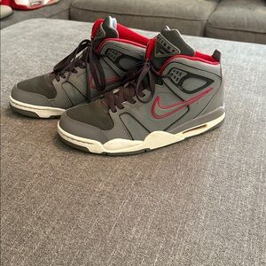 Nike Air Gray and Red Sneakers